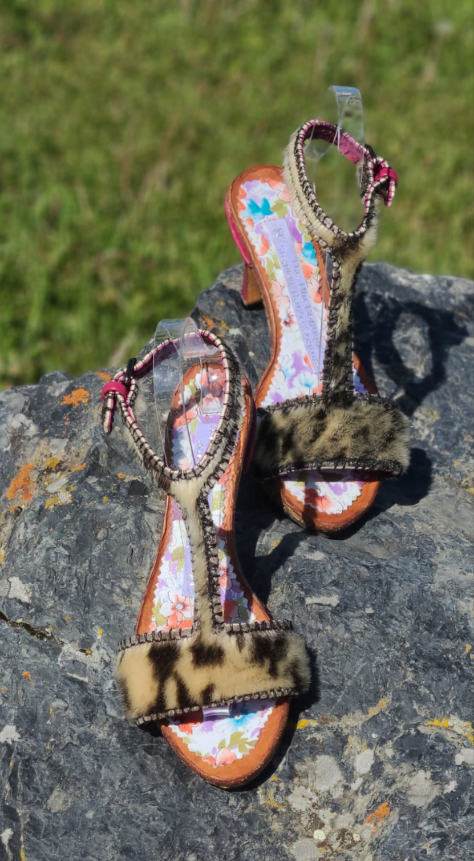 Seal Fur T Strap high heel shoes